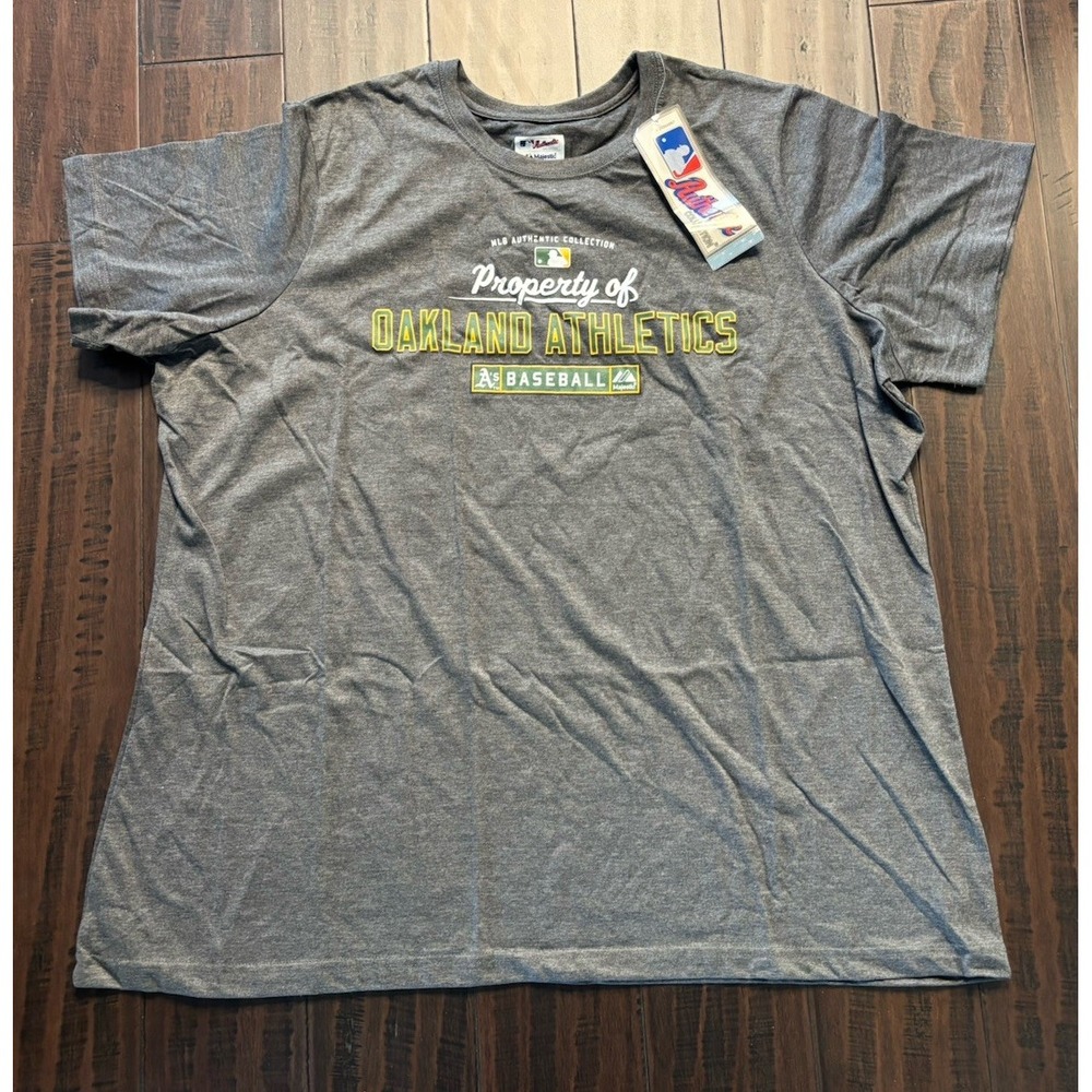 Majestic Oakland Athletics Shirt Womens Plus Size 2X Gray Baseball NEW